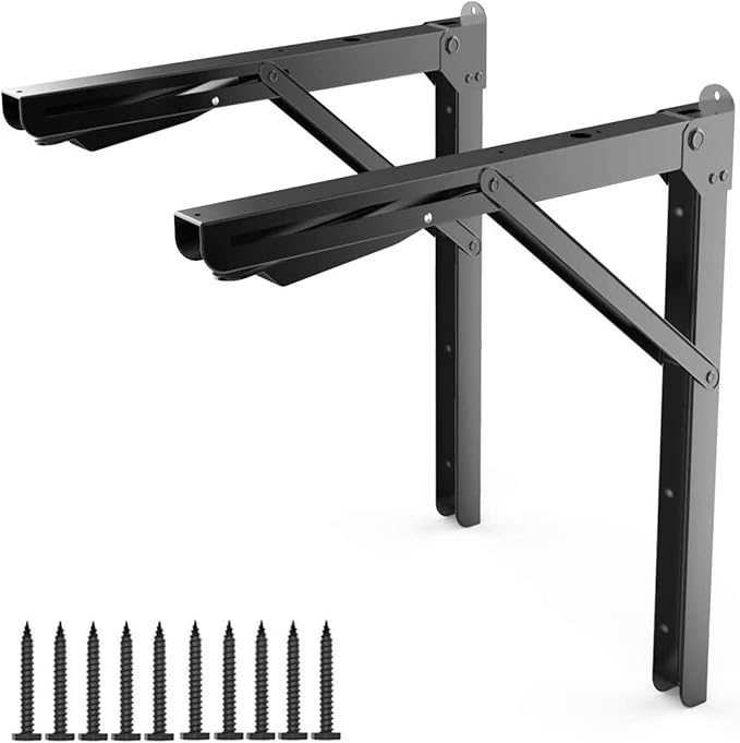 TORACK 24" Folding Shelf Brackets Heavy Duty Shelf Bracket Wall Mounted by TORACK