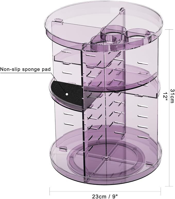 Rotating Makeup Organizer for Vanity, DIY Adjustable Tray Spinning Skincare - Image 3