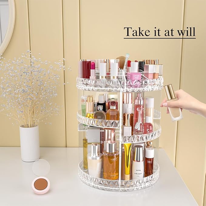360 Rotating Makeup Organizer, DIY Adjustable Makeup Carousel Spinning Holder - Image 2