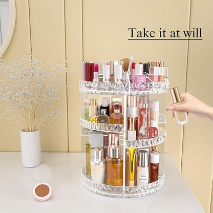 360 Rotating Makeup Organizer, DIY Adjustable Makeup Carousel Spinning Holder - Image 2