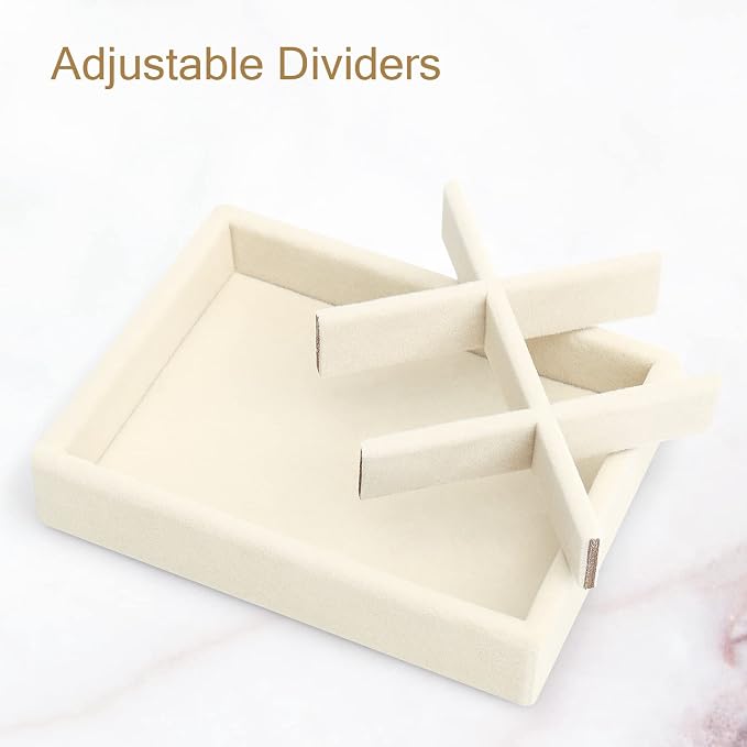 DesignSter Small Jewelry Tray-Ring Organizer 2PCS Premium Velvet Rings Earrings - Image 5
