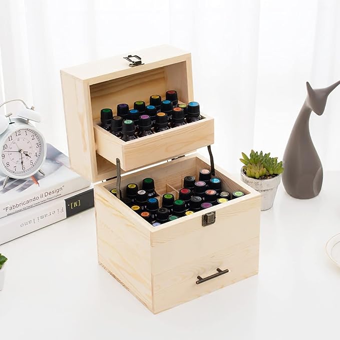 3 Tiers Essential Oil Storage Box, Wooden Perfume Bottle Display Organizer Case - Image 5