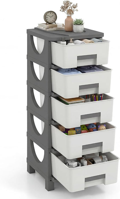 Giantex 5-Drawer Storage Organizer, Plastic Storage Tower by Giantex