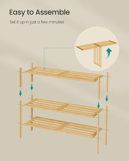 SONGMICS Bamboo Shoe Rack for Closet, Stackable Shoe Oragnizer - Image 7