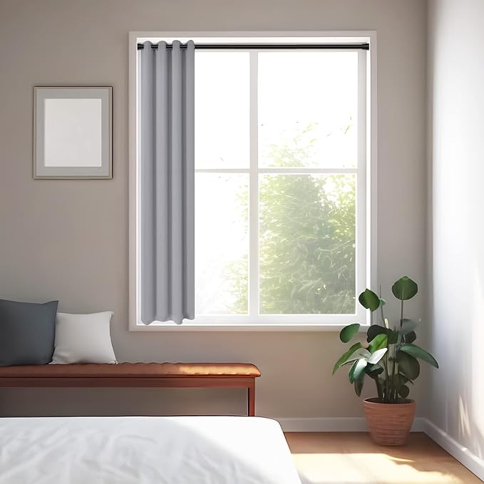 Black Tension Curtain Rod 28 to 48 Inch Spring Rod No Drilling Adjustable - Image 5