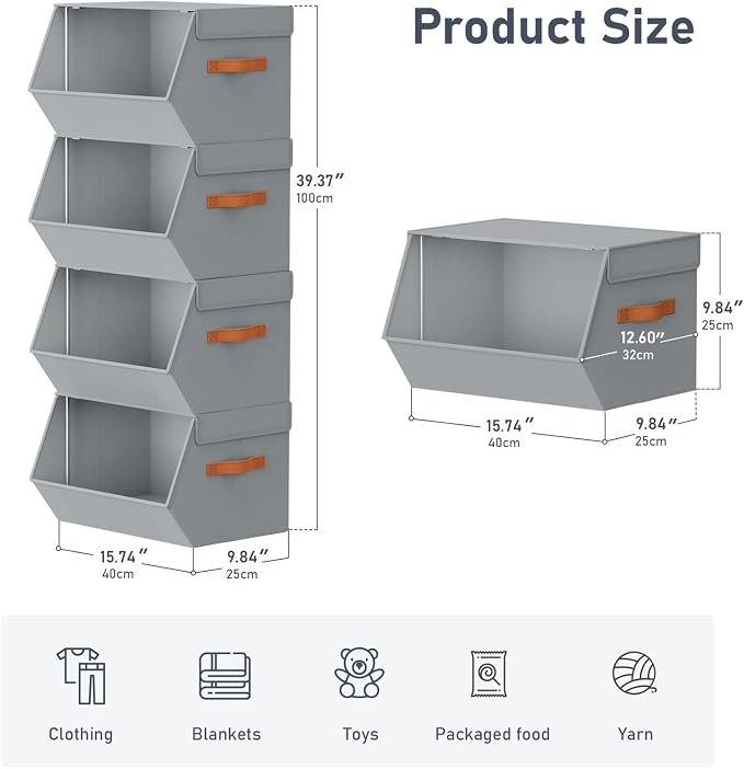 Stackable Closet Organizers and Storage Bins, Open Front Closet Shelf Organizer - Image 6