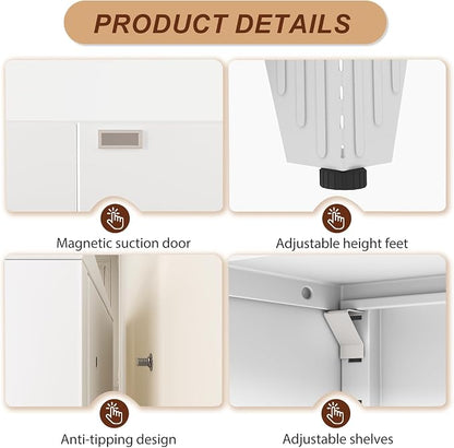 61" White Metal Storage Cabinet - Image 5
