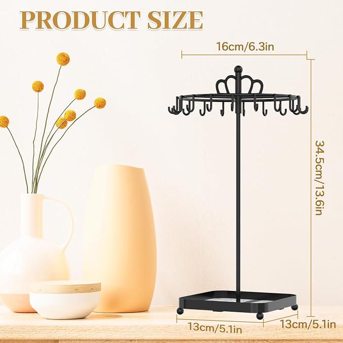 MODOWEY Rotating Metal Necklace Holder Organizer Stand - Image 3