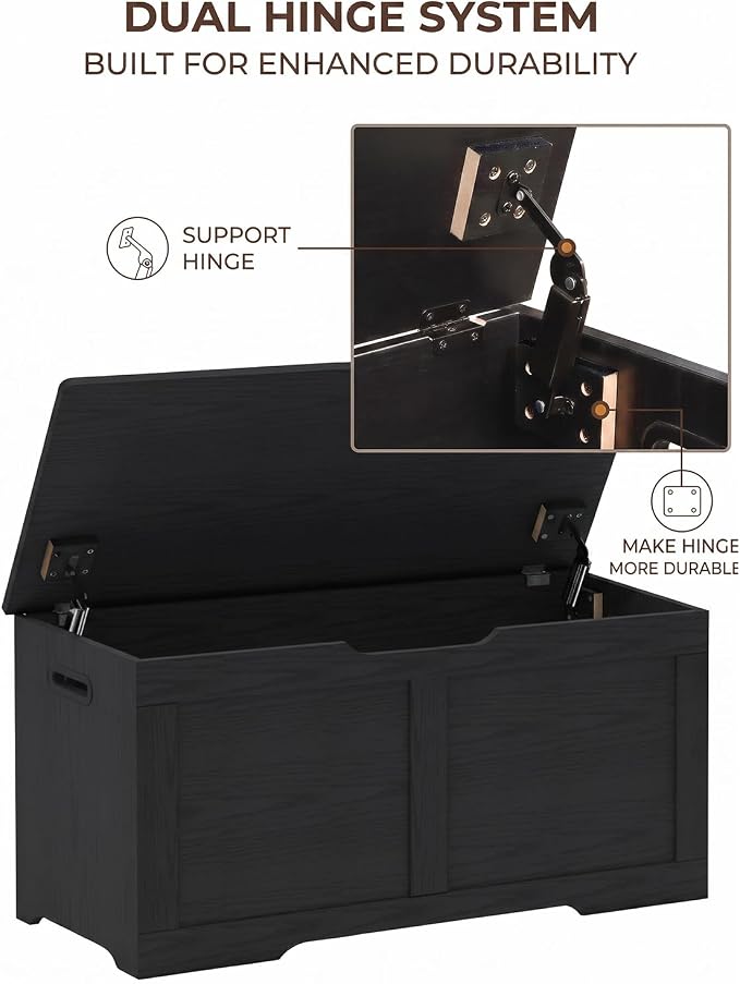 Timberer 31.5" Wooden Storage Chest, Extra Large Storage Trunk | Storage Bench - Image 6