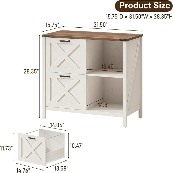 Halitaa 3 Drawers Farmhouse File Cabinet - Image 3