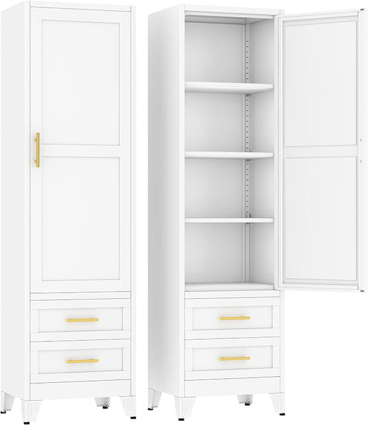 Ckzbx Tall Narrow Storage Cabinet, 66.93" H Tall Bathroom Cabinet Metal Pantry by Ckzbx