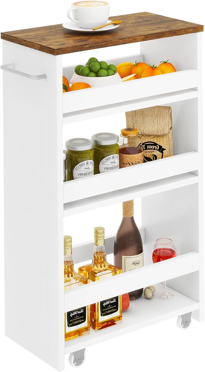 IBUYKE Slim Storage Cart 7.9" W, Rolling Kitchen Storage cart on Wheels by IBUYKE