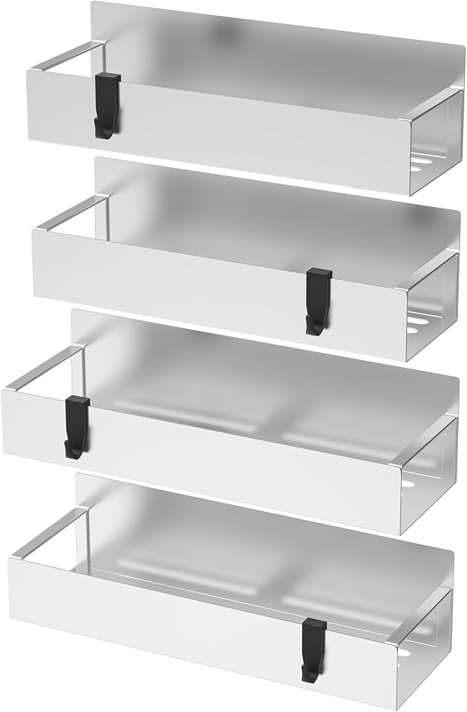 Metal Magnetic Spice Rack for Refrigerator Silver, 4 Pack | Magnetic Shelves - Image 6
