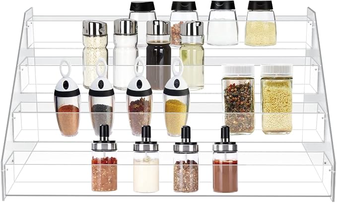 WUIVIUT Spice Rack Organizer For Cabinet, 1 4/5 in/Tier Acrylic Tiered Spice by WUIVIUT