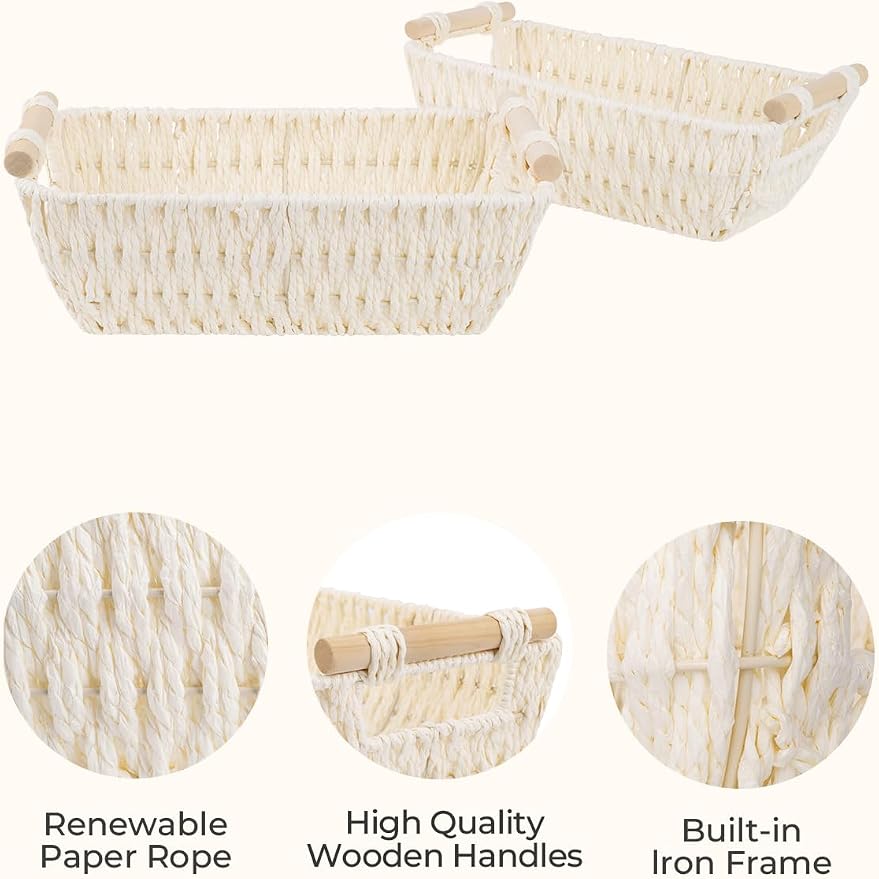 StorageWorks Round Paper Rope Woven Basket - Image 3