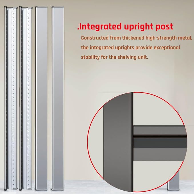 68" Wide Heavy Duty Garage Shelving Units, 4-Tier Deep Storage Shelves - Image 6