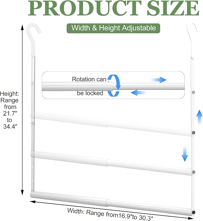 OPKING Double Hanging Closet Rod Extenders Adjustable Width & Height White | - Image 2