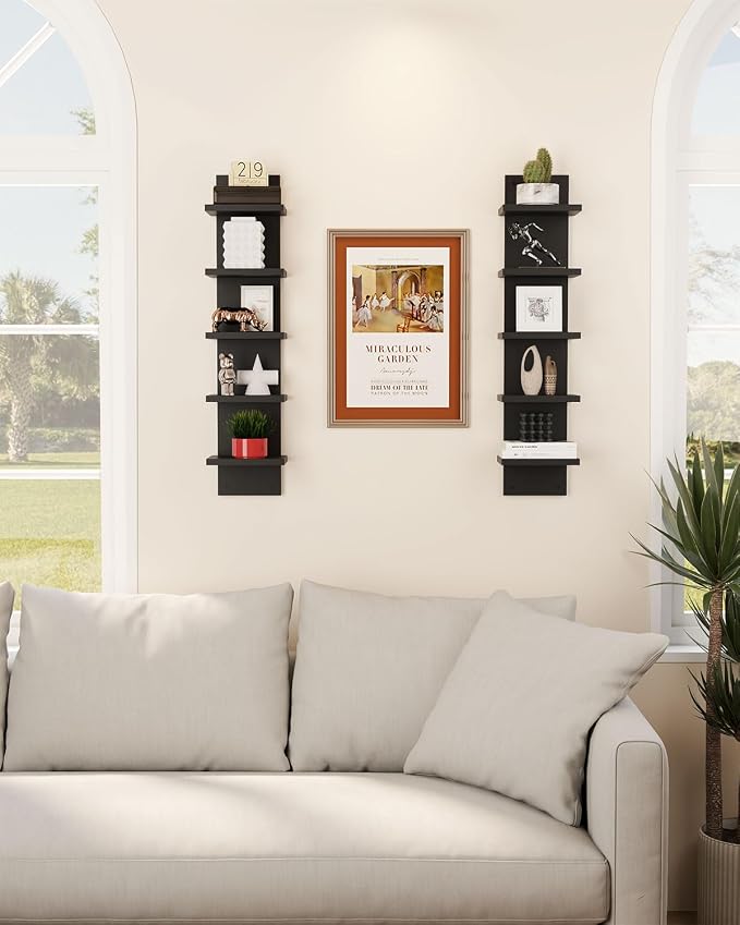 IBUYKE 5 Tier Wall Shelf Unit, Floating Storage Shelf Black WBC009B-2 | - Image 2