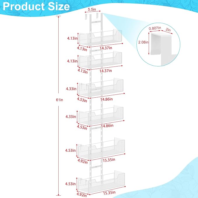 Hongtamoya Over The Door Organizer, Metal Hanging Door Organizer - Image 2