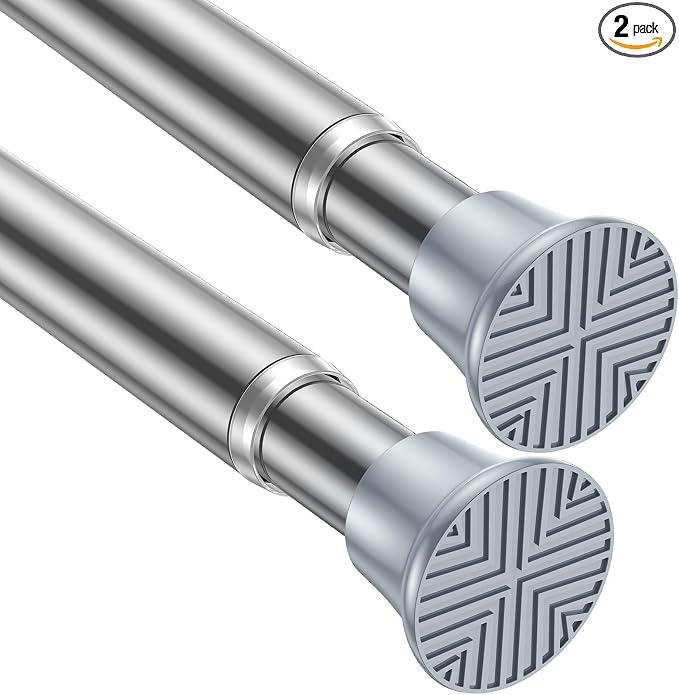 AIZESI Tension Curtain Rod 18-36 inch，2Pcs Adjustable Tension Rod Silver by AIZESITENSIONROD
