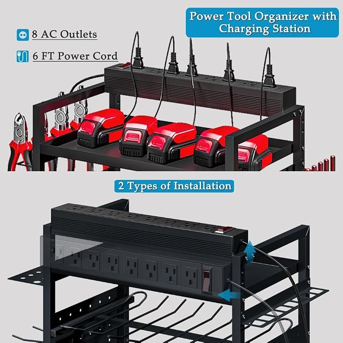 INGIORDAR Large Power Tool Organizer Storage Cart - Image 4