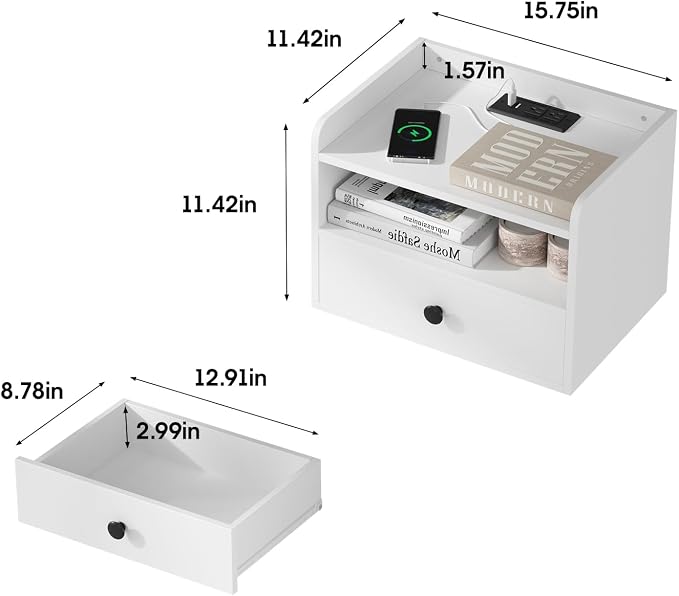 Floating Nightstand Set of 2 Modern Night Stands - Image 2