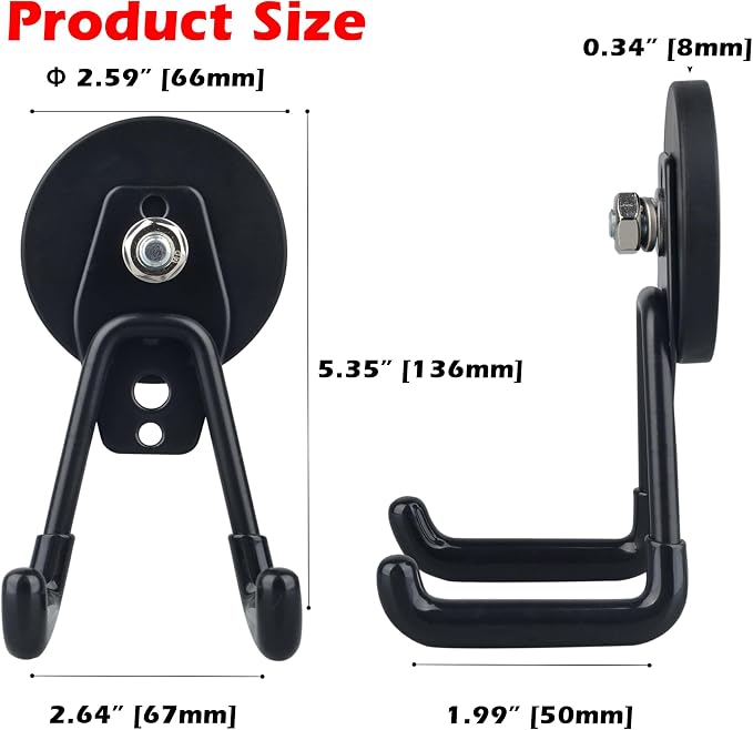 MUTUACTOR Heavy Duty Magnetic Hook, Magnetic Mount Garage Double Utility Hooks - Image 5
