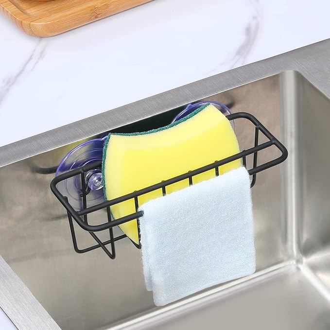 Sink Caddy Sponge Holder for Kitchen Sink Dish Cloth Hanger 2 Suspension Options - Image 2
