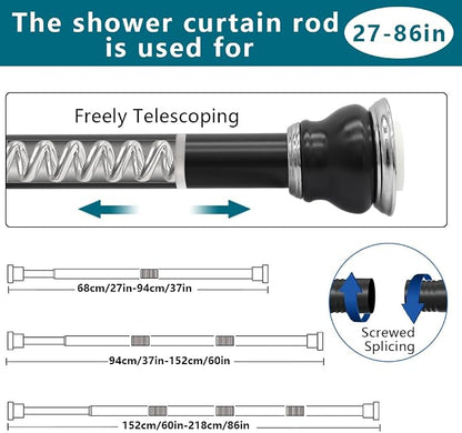 Shower Curtain Rod 27 to 86 Inch, 1 Inch Diameter Adjustable Spring Tension Rod - Image 4