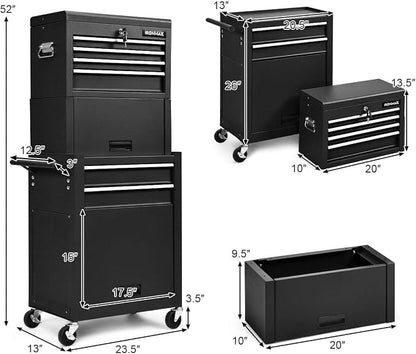 Goplus Tool Chest, 3-in-1 Rolling 6 Drawers Tool Cabinet - Image 2