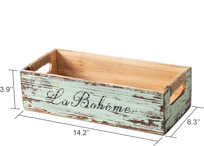 TIMRIS Farmhouse Distressed Wooden Storage Box, Rustic Bathroom Decor Box - Image 7