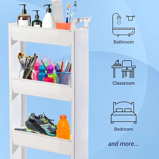 Miles Kimball 5 Tier Slim Cart, Durable Plastic, Easy Assembly, Holds Up to 6.5 - Image 7