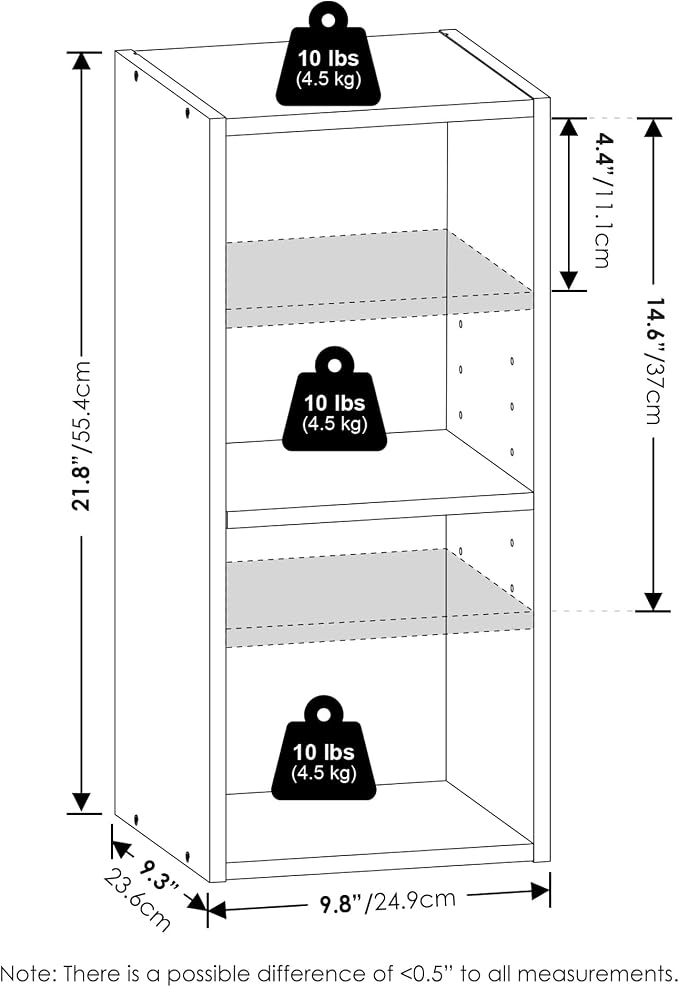 Furinno Fulda Book Shelf, 2-Tier Narrow Bookshelf, Bookcase - Image 2