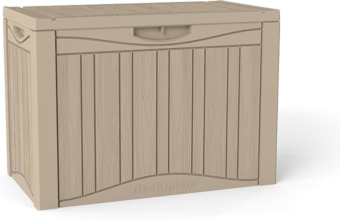 50 Gallon Lockable Resin Deck Box, Waterproof & UV-Resistant Outdoor Storage Box - Image 9