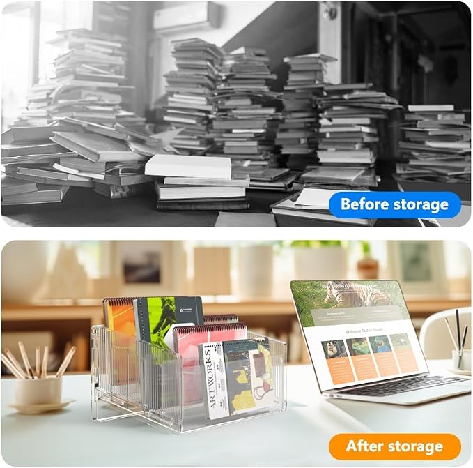 File Sorter Organizer, 5 Sections Acrylic Letter Tray - Image 3