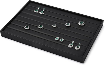 Ring Display Tray Black Jewelry Organizer Tray PU Leather Ring Earrings Display - Image 9