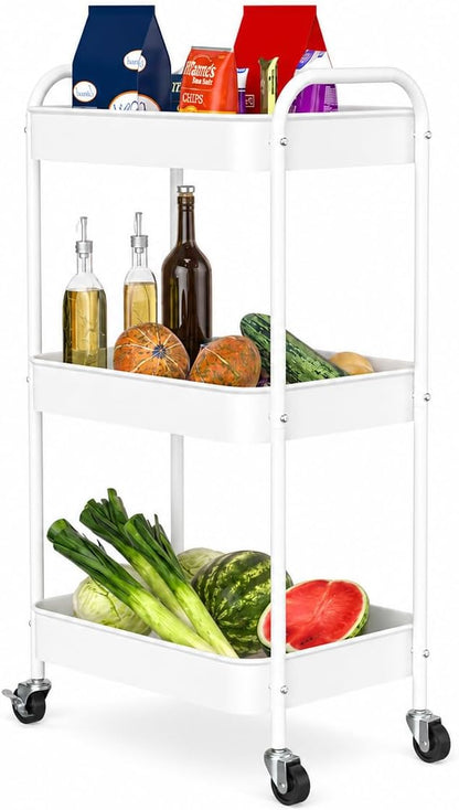 3-Tier Rolling Cart, Metal Utility Storage Carts by PNVXNUS