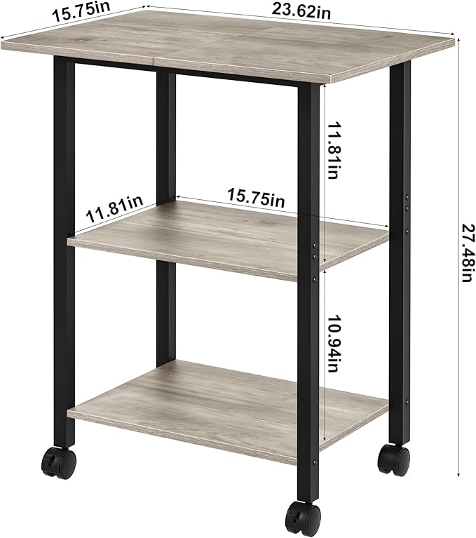 Lerliuo 3-Tier Printer Stand, Industrial Mobile Printer Table - Image 2