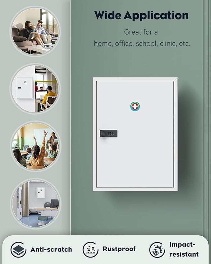 Uniclife Locking Medicine Cabinet, Medication Lock Cabinet - Image 7