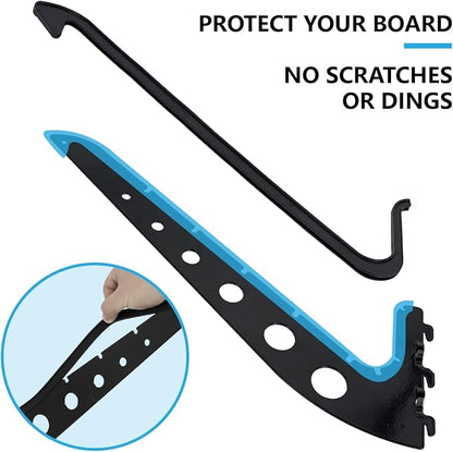 5 Board Surf Rack Wall Mount for Surfboard, Snowboard Storage Adjustable Wall - Image 6