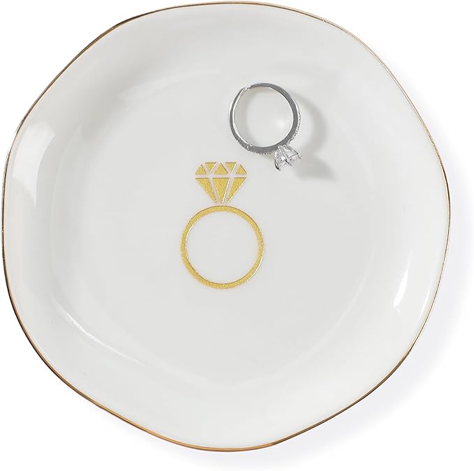 HOME SMILE Ring Dish Printed Ring，Engagement Engaged Wedding Bridal Gifts by HOMESMILE