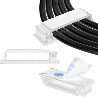 XHF 80 PCS Self Adhesive Cable Clips White, Wire Clips Cable Management Wire by XHF