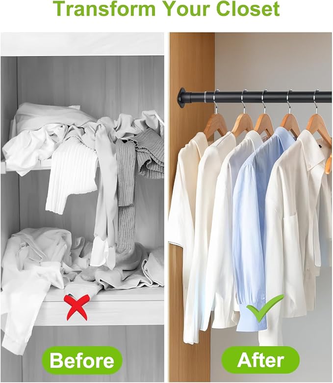 Closet Rod for Hanging Clothes, 54 to 64 Inches Adjustable Heavy Duty Closet Rod - Image 5
