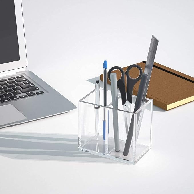 NIUBEE Acrylic Pen Holder 2 Compartments - Image 4