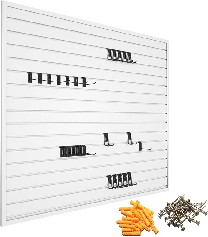 Yuzzy Slat Wall Paneling 4 x 4ft, Garage Slatwall Panel Wall Storage Systems by Yuzzy