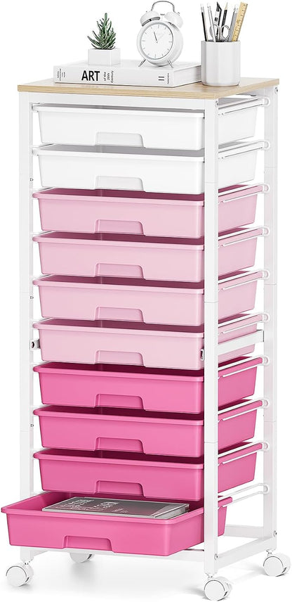 Rolling Cart with Drawers, 10 Drawer Rolling Cart, Storage Cart, Utility Cart by SYKIARIOL