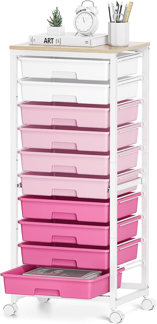 Rolling Cart with Drawers, 10 Drawer Rolling Cart, Storage Cart, Utility Cart by SYKIARIOL