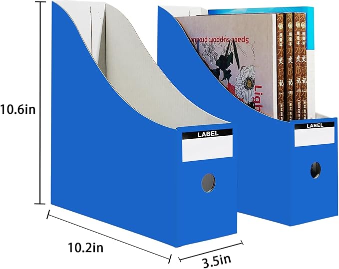 Limitliho 24 Pack Blue Cardboard Magazine File Holder - Image 3