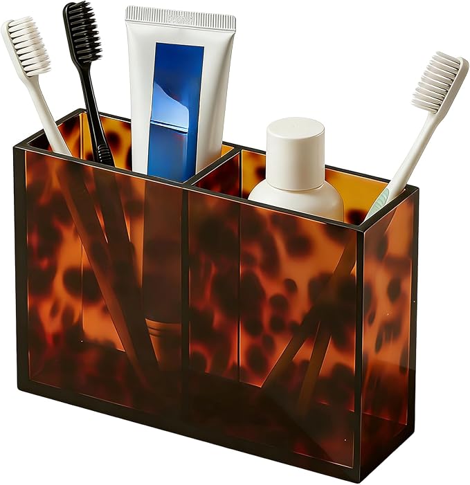 Toiletry Caddy - Resin Leopard Print Shelf Organizer, Grip Base Cosmetic Holder by Unknown