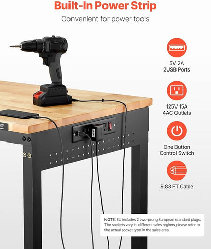 VEVOR Adjustable Workbench, 48-Inch Work Bench - Image 5